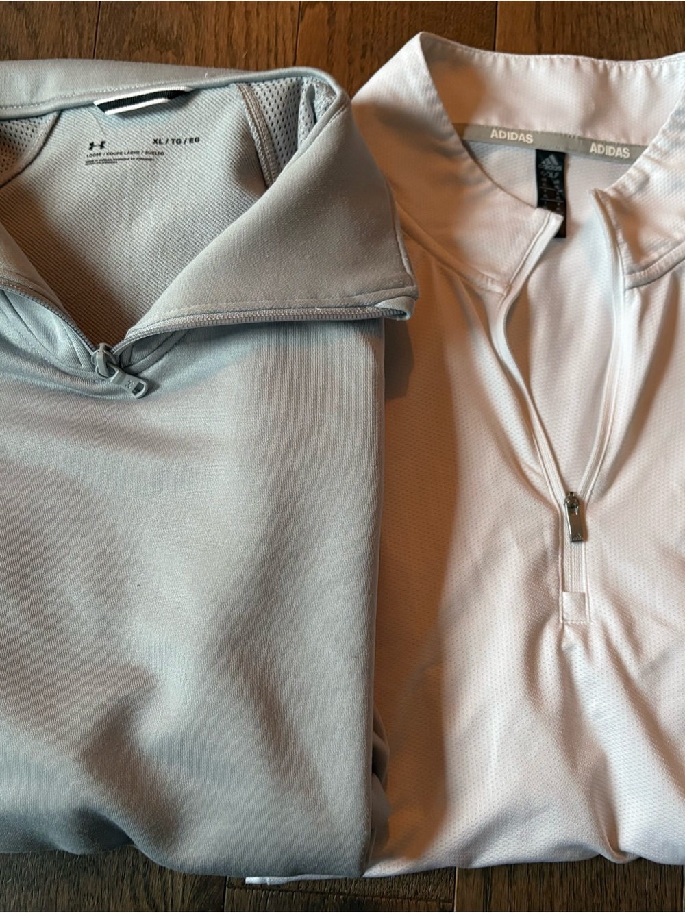 adidas Women’s Light Gray and White 1/4 Zip Athletic Tops